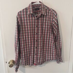 UNTUCKit Men’s Plaid Button Down Slim Fit Medium Red